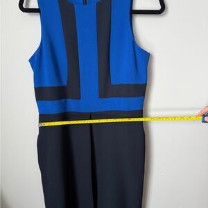 Michael Kors Geometric Blue and Black Midi Dress